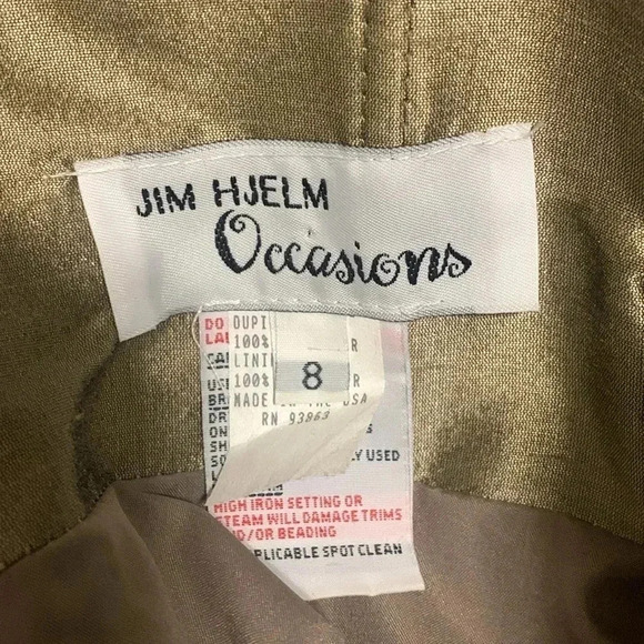 Women’s Jim HJelm Occasions Spaghetti Strap Dress Size 8 Metallic Brown EUC - Picture 7 of 8